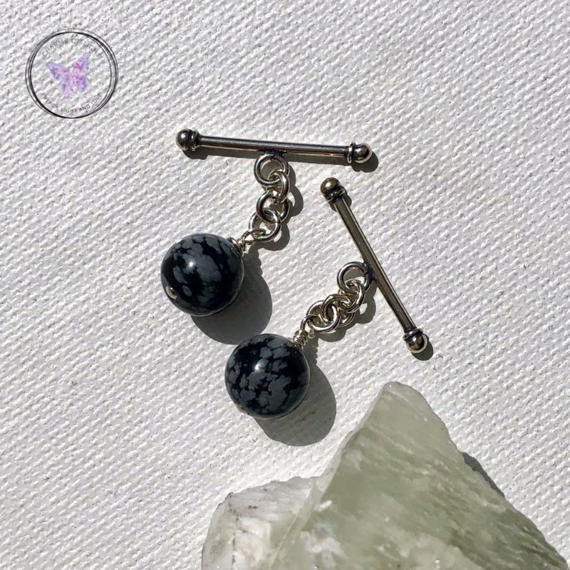 Snowflake Obsidian T Bar Chain Cufflinks